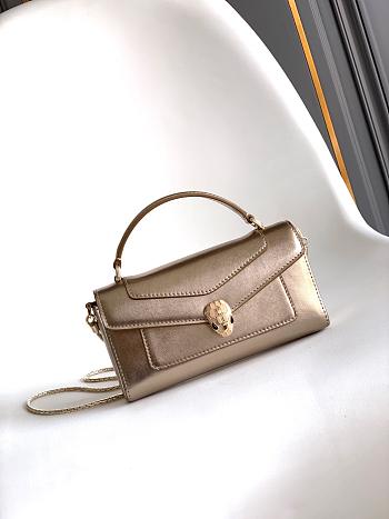 Bvlgari Serpenti Forever Phone Case In Gold Striated Calf Leather - 19x10x3.5cm