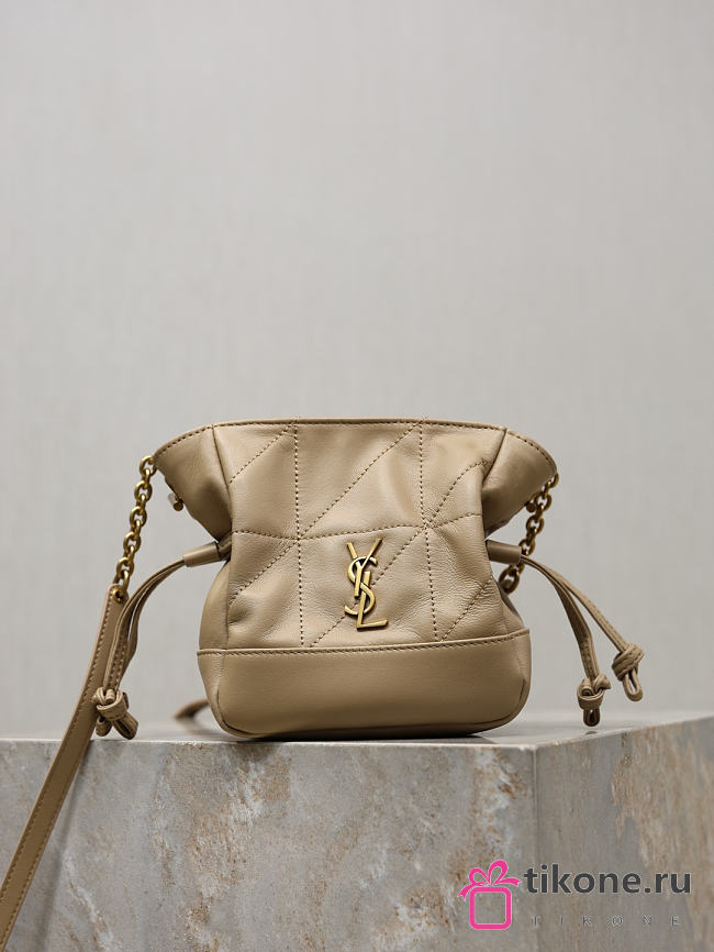 YSL Jamie Mini Shoulder Pouch In Lambskin In Beige - 15.5x14.5x8cm - 1