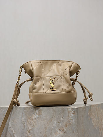 YSL Jamie Mini Shoulder Pouch In Lambskin In Beige - 15.5x14.5x8cm