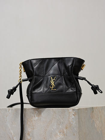 YSL Jamie Mini Shoulder Pouch In Lambskin In Black - 15.5x14.5x8cm
