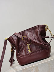 YSL Jamie Mini Shoulder Pouch In Lambskin In Burgundy - 15.5x14.5x8cm - 3