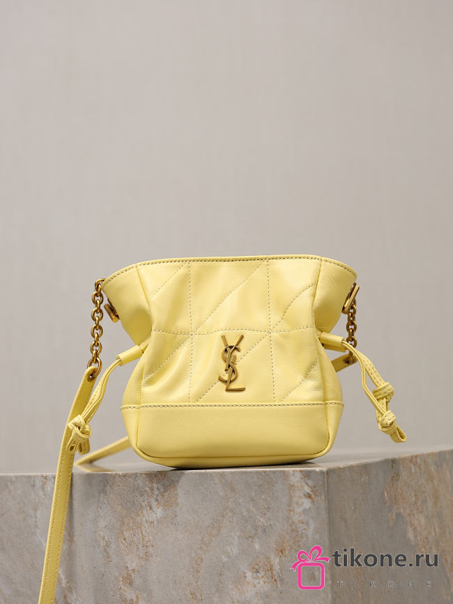 YSL Jamie Mini Shoulder Pouch In Lambskin In Yellow - 15.5x14.5x8cm - 1