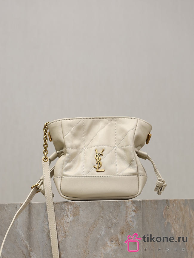 YSL Jamie Mini Shoulder Pouch In Lambskin In White - 15.5x14.5x8cm - 1