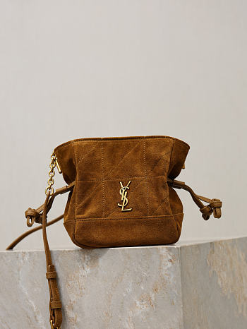 YSL Jamie Mini Shoulder Pouch In Suede In Brown - 15.5x14.5x8cm