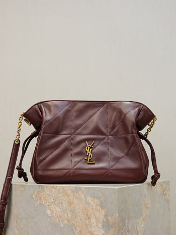 YSL Jamie Medium Shoulder Pouch In Lambskin In Burgundy - 26x18x12.5cm