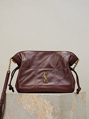 YSL Jamie Medium Shoulder Pouch In Lambskin In Burgundy - 26x18x12.5cm - 2