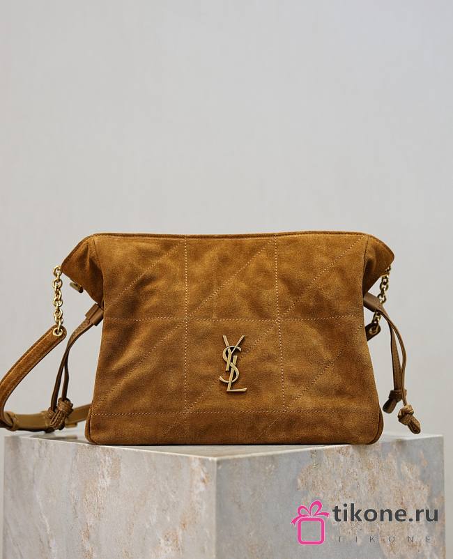 YSL Jamie Medium Shoulder Pouch In Suede In Brown - 26x18x12.5cm - 1