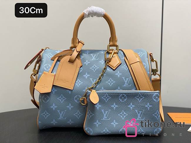 LV Speedy P9 Bandouliere 30 Bag Calf Leather Silk Blue M28384 - 32x22.5x18cm - 1