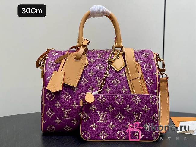 LV Speedy P9 Bandouliere 30 Bag Calf Leather Golden Lotus Purple M28076 - 32x22.5x18cm - 1