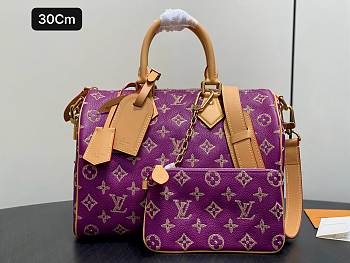 LV Speedy P9 Bandouliere 30 Bag Calf Leather Golden Lotus Purple M28076 - 32x22.5x18cm
