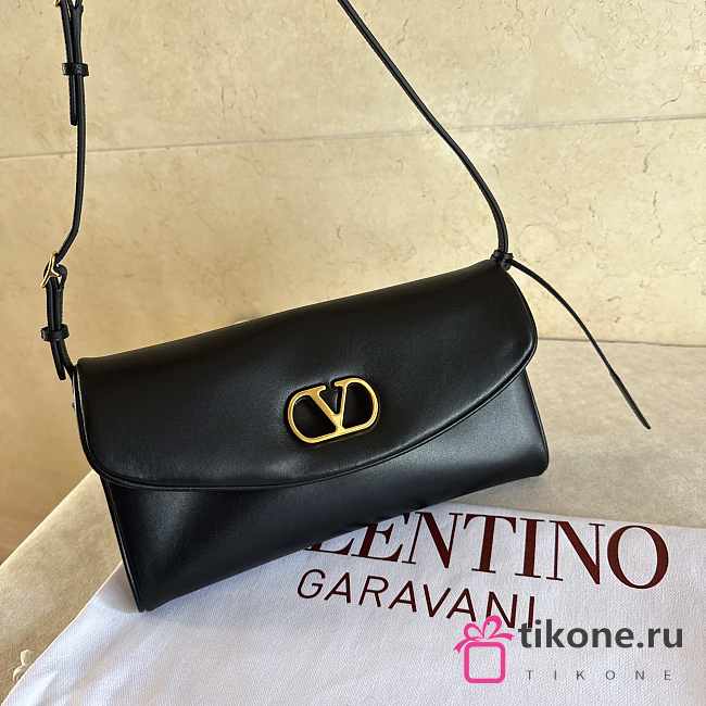 Valentino Garavani DeVain Small Nappa Shoulder Bag Black - 23.5x12x3cm - 1