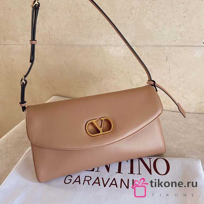Valentino Garavani DeVain Small Nappa Shoulder Bag Rose Sand- 23.5x12x3cm - 1