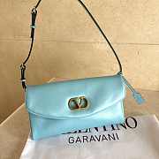 Valentino Garavani DeVain Small Shoulder Bag in Laminated Nappa Leather Azure - 23.5x12x3cm - 1