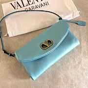 Valentino Garavani DeVain Small Shoulder Bag in Laminated Nappa Leather Azure - 23.5x12x3cm - 5