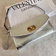 Valentino Garavani DeVain Small Shoulder Bag in Laminated Nappa Leather Silver - 23.5x12x3cm - 6