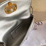 Valentino Garavani DeVain Small Shoulder Bag in Laminated Nappa Leather Silver - 23.5x12x3cm - 5