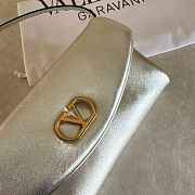 Valentino Garavani DeVain Small Shoulder Bag in Laminated Nappa Leather Silver - 23.5x12x3cm - 3