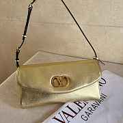 Valentino Garavani DeVain Small Shoulder Bag in Laminated Nappa Leather Gold - 23.5x12x3cm - 1