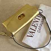 Valentino Garavani DeVain Small Shoulder Bag in Laminated Nappa Leather Gold - 23.5x12x3cm - 4