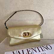 Valentino Garavani DeVain Small Shoulder Bag in Laminated Nappa Leather Gold - 23.5x12x3cm - 3
