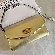 Valentino Garavani DeVain Small Shoulder Bag in Laminated Nappa Leather Gold - 23.5x12x3cm - 2