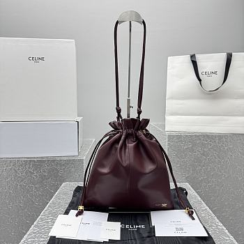Celine Small Crystal Pouch In Lambskin Burgundy - 29x32x0.5cm  