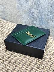 YSL Cassandre Card Case In Patent Leather In Green - 10.5x7.5x0.5cm - 5