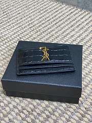 Cassandre Card Case In Crocodile-Embossed Shiny Leather Black - 10.5x7.5x0.5cm - 6