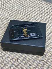 Cassandre Card Case In Crocodile-Embossed Shiny Leather Black - 10.5x7.5x0.5cm - 5