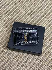 Cassandre Card Case In Crocodile-Embossed Shiny Leather Black - 10.5x7.5x0.5cm - 3
