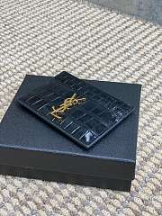 Cassandre Card Case In Crocodile-Embossed Shiny Leather Black - 10.5x7.5x0.5cm - 4