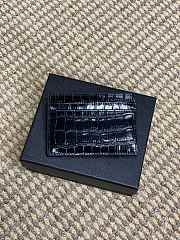 Cassandre Card Case In Crocodile-Embossed Shiny Leather Black - 10.5x7.5x0.5cm - 2