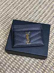 YSL Cassandre Matelasse Card Case In Grain De Poudre Leather Black Gold - 10.5x7.5x0.5cm - 1