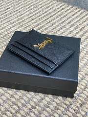 YSL Cassandre Matelasse Card Case In Grain De Poudre Leather Black Gold - 10.5x7.5x0.5cm - 3