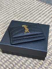 YSL Cassandre Matelasse Card Case In Grain De Poudre Leather Black Gold - 10.5x7.5x0.5cm - 4