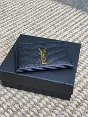 YSL Cassandre Matelasse Card Case In Grain De Poudre Leather Black Gold - 10.5x7.5x0.5cm - 2