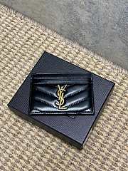 YSL Cassandre Matelasse Card Case In Lamskin Leather Black Gold - 10.5x7.5x0.5cm - 1