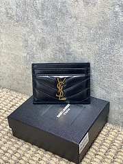 YSL Cassandre Matelasse Card Case In Lamskin Leather Black Gold - 10.5x7.5x0.5cm - 5