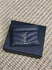 YSL Cassandre Matelasse Card Case In Grain De Poudre Leather Black Silver - 10.5x7.5x0.5cm - 6