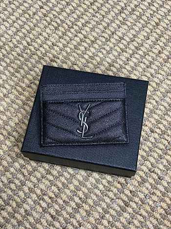 YSL Cassandre Matelasse Card Case In Grain De Poudre Leather Black - 10.5x7.5x0.5cm