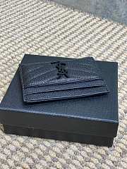 YSL Cassandre Matelasse Card Case In Grain De Poudre Leather Black - 10.5x7.5x0.5cm - 6