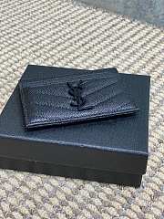 YSL Cassandre Matelasse Card Case In Grain De Poudre Leather Black - 10.5x7.5x0.5cm - 3