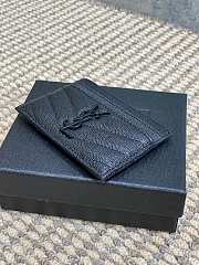 YSL Cassandre Matelasse Card Case In Grain De Poudre Leather Black - 10.5x7.5x0.5cm - 4
