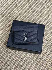 YSL Cassandre Matelasse Card Case In Grain De Poudre Leather Black - 10.5x7.5x0.5cm - 2