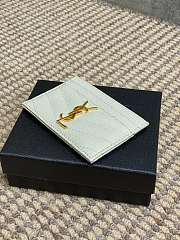 YSL Cassandre Matelasse Card Case In Grain De Poudre Leather White Gold - 10.5x7.5x0.5cm - 3