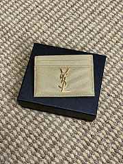 YSL Cassandre Matelasse Card Case In Grain De Poudre Leather Beige Gold - 10.5x7.5x0.5cm - 1