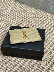 YSL Cassandre Matelasse Card Case In Grain De Poudre Leather Beige Gold - 10.5x7.5x0.5cm - 6