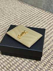 YSL Cassandre Matelasse Card Case In Grain De Poudre Leather Beige Gold - 10.5x7.5x0.5cm - 4