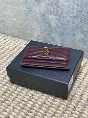 YSL Cassandre Matelasse Card Case In Lamskin Leather Burgundy - 10.5x7.5x0.5cm - 2