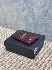 YSL Cassandre Matelasse Card Case In Lamskin Leather Burgundy - 10.5x7.5x0.5cm - 3